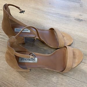 Steve Madden Ireneew Tan Nubuck Block Heel